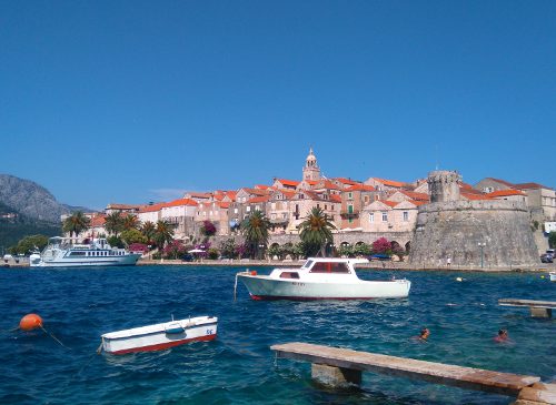 Korčula Town in Croatia as seen from the sea