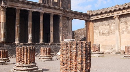 Columns and colonnade at Pompeii in Italy