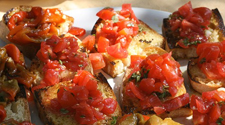 Close up of a classic Italian bruschetta
