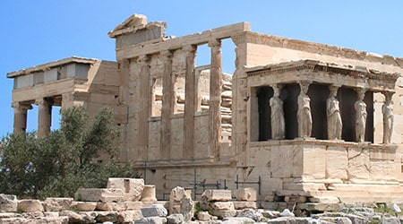 The Erechtheion on the Acropolis in Athens, Greece