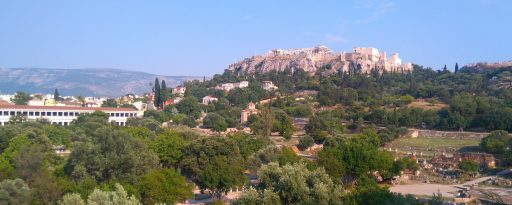 View of the Acropolis in Athens Greece