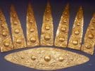 Ancient gold headdress from Mycenae Grave Circle A in the Athens National Museum of Greece