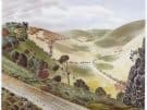 The Causeway in the Wiltshire Downs, England, a painting by Eric Ravilious