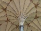 An ornate Gothic pillar in Chapter House in Salisbury in England