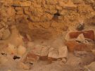 Clay boxes in situ in the House of the Benches during the 2018 excavations at Akrotiri. © ΕΦΑ ΚΥΚΛΑΔΩΝ