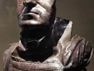 A battered silver bust of the emperor Galba