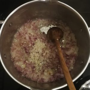 Step 1 (still): the garlic has been added.