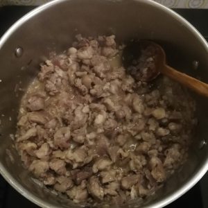 Step 2 (later): the lamb just about done.