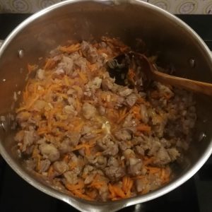 Step 3: carrots have been stirred in.