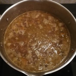 Step 5, later: the mix is about to boil.