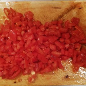 ... and to peel, de-seed and dice the tomatoes.