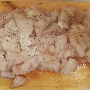 Step 1 still: cut the fish and season it. 