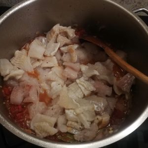 Step 4: seafood on top.