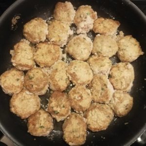 Step 6b: halfway through, they are beginning to turn golden brown.