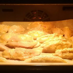 Step 8: The kalitsounia are baking.