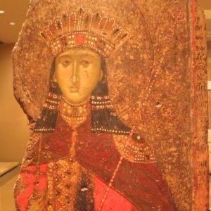 A 14th century icon from Verroia, depicting Saint Catherine of Alexandria, in the Byzantine and Christian Museum.