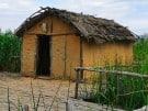 reconstructed hut at the Neolithic site of Dispilio in Macedonia in Greece