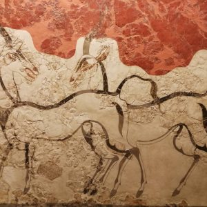 The gazelles (or goat/gazelles) fresco from the same room as the Boxing Boys.