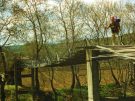 Peter Sommer crossing a wooden bridge during his 2000 mile trek following the footsteps of Alexander the Great across Turkey