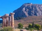 temple of Apollo and Acrocorinth in the Peloponnese in Greece