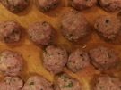 Close up of Polpette alla Siciliana, traditional Sicilian Meatballs, prior to cooking