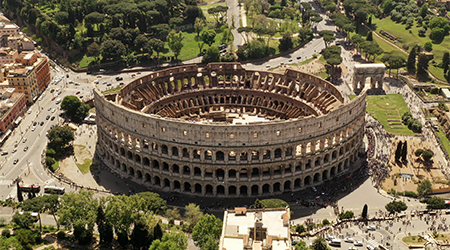 Aerial view of the Colosseum in Rome