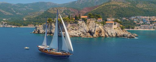 The gulet Kaptan Sevket in Sveti Stefan Montenegro