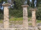 The 6th century Temple of Hera at ancient Olympia. Pausanias gives us a detailed description of the building and the works of art it contained, but also of the female athletic contests held in honour of the goddess.