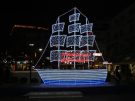 An illuminated Christmas Ship in a suburb of Athens (wikimedia)