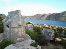 The ancient Lycian necropolis of Kale/Simena on the Lycian Way in Turkey