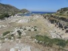 The sanctuary of Dionysos at Knidos in Turkey, as seen from its theatre, with the temple/church at the centre and the long stoa on the right