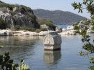 A submerged Lycian tomb at Kale (ancient Simena) in Turkey.