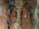Byzantine fresco on the exterior of the Church of the Taxiarches in Kastoria, Greece, showing the Princess Eirenen Asan Palaiologina