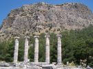 The Temple of Athena, overlooked by the acropolis, at Priene in Turkey