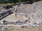 The ancient theatre with its well-preserved stage building at Priene in Turkey