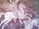 The splendid xxth century BC pebble mosaic depicting Bellerophon, Rhodes Archaeological Museum.
