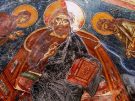 Frescos in the apse of the church of St. Nicholas at Platsa in the Mani Peninsula of the Peloponnese.