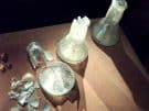 Glass vessels from Early Christian graves in the Thessaloniki museum.