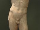 Marble statue of the hero Podaleirios, son of Asklepios, from the Asklipieion, at Messene Museum in Greece