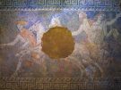 The pebble mosaic shwoing the abduction of Persephone by Hades, with Hermes leading the way. (Image: Greek Ministry of Culture)