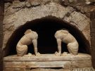 The image that was reproduced all over the online and print media this summer: the pair of sphinxes above the entrance to the Kasta Tomb. (Image: Greek Ministry of Culture)