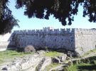 The wide moat and part of the 'bastion system' of the Fortress of Rhodes (16th century), finally besieged and conquered by the Turks in 1522.