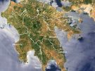 satellite map of the Peloponnese in Greece
