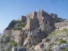 The eastern side of Panteli Castle, on the island of Leros in Greece, from outside. All three of its defensive circuits are visible: the Byzantine innermost and middle ones as well as the outermost and latest, created by the Knights of Rhodes