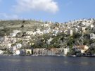 View of the harbour of Symi in Greece
