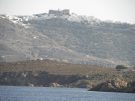 The fortress-like Monastery of Saint John, surrounded by the whitewashed mansions of Patmos Chora.