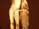 Hermes holding the infant Dionysos by the sculptor Praxiteles found at Olympia in Greece