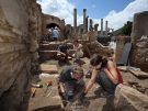 Archaeological excavation work on the Byzantine taberna in Ephesus in Turkey