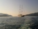 The Aegean Clipper off the island of Tilos in the Dodecanese.
