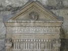 grave stele from Vis, Greek Issa, in the Archaeological Museum in Split, Croatia. The inscription names the deceased as Dionysios, son of Thrasymachos, and Teimasion, son of Dionysios